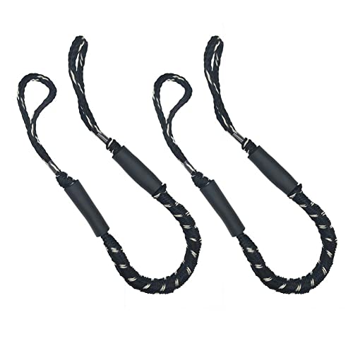 Marine-Seil, 2 stücke Dock Linie Festmacher Docking Seil 4FT Dehnbar Schaum Float Fischerboote Kajak Accesso(Black) von SDGBCXD