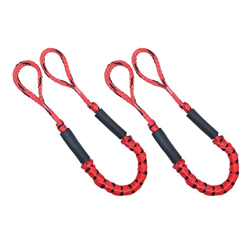 Marine-Seil, 2 stücke Dock Linie Festmacher Docking Seil 4FT Dehnbar Schaum Float Fischerboote Kajak Accesso(Red) von SDGBCXD