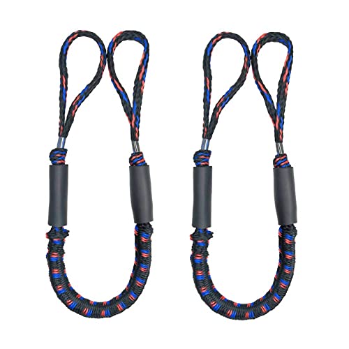Marine-Seil, 2Pcs Elastische Kai Beiboot Marine Boot Bungee Dock Erweiterbar Linie Festmacher Seile Outdoor Sport Zubehör(Red Blue Black) von SDGBCXD