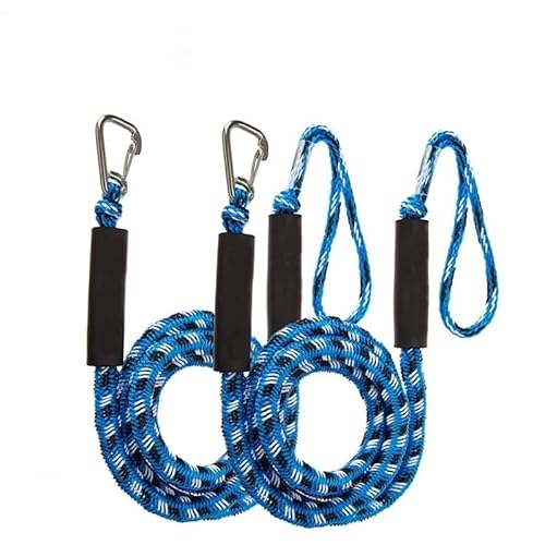 Marine-Seil, 4-5Ft Dehnt 1,52 M Elastische Bungee Schock Kabel Dock Linien 16mm 2200LBS Strap Stahl Haken Festmacher Seil Kajak Boot(2pcs 16mm 1.22m Blu) von SDGBCXD