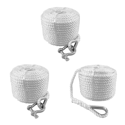 Marine-Seil, Bootsankerleine, Kanu, Edelstahlkausche for Anlegen, Camping, Outdoor, Wassersport(12mm 23meter) von SDGBCXD