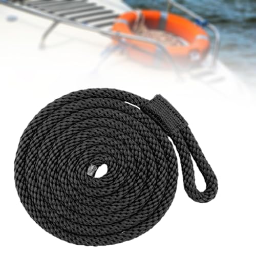 Marine-Seil, Mit Öse, Schlagende, 3/8 Zoll, 6,56 Fuß, Dockleine, Festmacherleine, Marineseil, Dockbinder(Black) von SDGBCXD