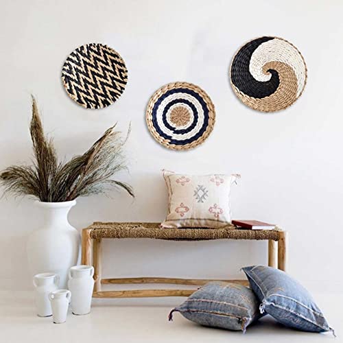 Rattan Dekoration, Boho Wandkunst Wanddekoration 3er Set, Boho Wandkorb Dekor Gewebte Seegras Weiden Rattan Körbe von SDGBCXD