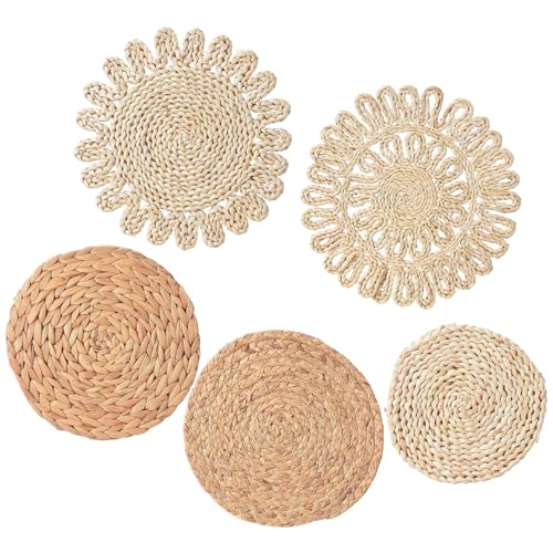 Rattan Dekoration, Hängender gewebter Wandkorb 5er Set, Boho Wandkörbe Deko Set, Boho Rustikale Wandkunst Runde Rattan Wanddekoration Rattan Dekoration, Hängender gewebter Wandkorb 5er Set, Boho Wandkörbe Deko Set, Boho Rustikale Wandkunst Runde Rattan Wanddekoration von SDGBCXD