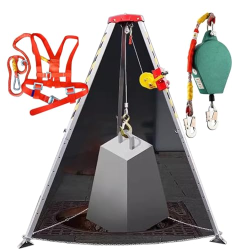 Rettungsstativ, 1200 1800 2600 lbs Winde Hochleistungsausrüstung HebezeugSicherheits-Feuerrettungswerkzeuge Derrickkran(2600LBS Winch+Safe Belt) von SDGBCXD