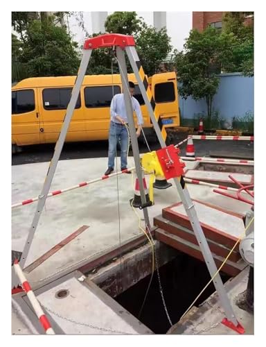 Rettungsstativ, Mit Winde for Brunnen, Abwasserkanäle, unterirdische Rohre und Tunnel, kommerzielles Sicherheitsstativ-Set for beengte Räume(1200LBS Winch+Falling Protector+Safe Belt) von SDGBCXD
