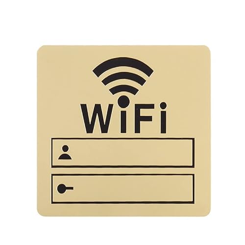 SDGBCXD WiFi-Schild, WiFi Zeichen 3D Acryl Spiegel Wand Aufkleber Wiederbeschreibbare Handschrift Konto Und Passwort(10cmx10cm Gold) von SDGBCXD