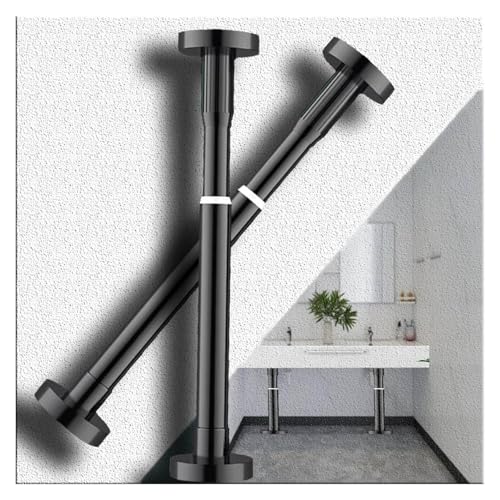 Spülenschrankbeine, Bohrfreie Stützstangen for KüchenspüleStützbeine aus Edelstahl(Black,2*Height 35 50cm) von SDGBCXD
