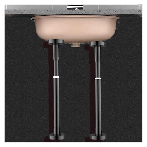 Spülenschrankbeine, Küchenspüle Beine AdjustableTelescopic Badezimmer Becken Unterstützung Pole Edelstahl for Möbel Schrank(Black,H 35 50cm(14" 20")) von SDGBCXD