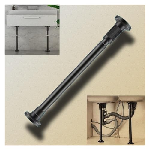 Spülenschrankbeine, Unterbaubeckenhalterungen, verstellbare Stützstangen for Küchenspülen, Möbelbeine, Stützbeine for Spülbecken aus Edelstahl(Black,H 50 80cm (19.7" 31.5")) von SDGBCXD