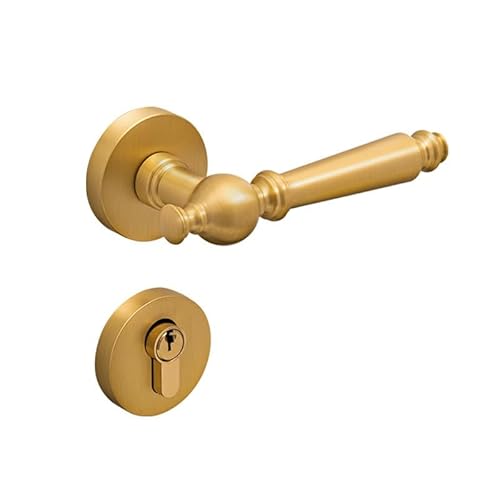 Türschlösser, Reines Kupfer Amerikanischen Schlafzimmer Türschloss Messing Innen Stille Zimmer Türschloss Französisch Gold Doppel Tür Griff Holz Tür schloss(Gold) von SDGBCXD