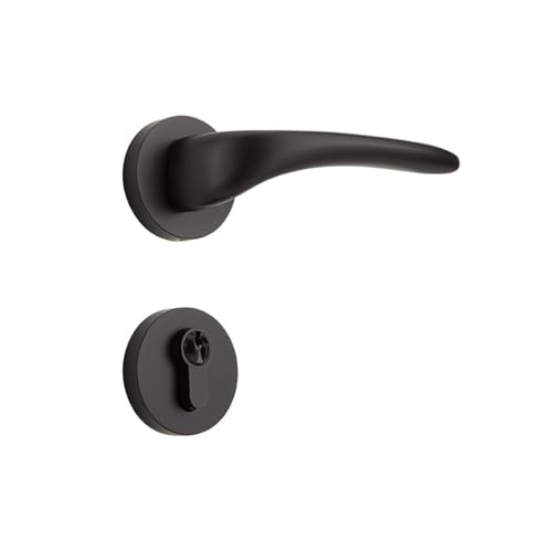 Türschlösser, Reines Kupfer Französisch Split Massivholz Home Türschloss Schlafzimmer Silent Hardware Innen Türschloss(Black) von SDGBCXD
