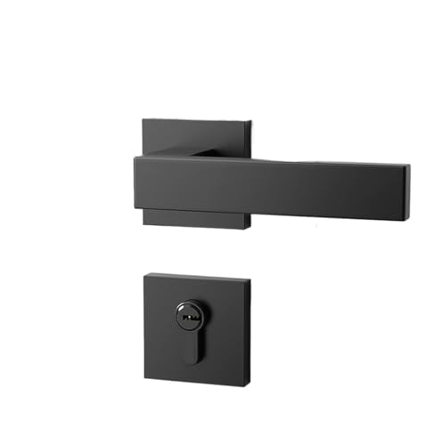 Türschlösser, Schlafzimmer Innen Türschloss Dreiteiliges Set Schwarz Badezimmer Türgriff(With key) von SDGBCXD