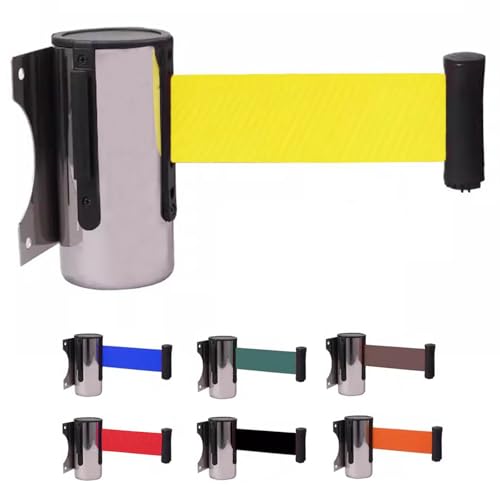 Versenkbare Barriere， 2/3/5 M Crowd Control Wand Barriere Warteschlangen Sicherheit Band Cordon Flughäfen, Banken, Schule(Gelb,5M/16.4FT) von SDGBCXD