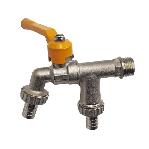 Wasserhahn-Anschluss， 1Pc Garten Schlauch Wasserhahn Adapter 1/2'' IBC Wassertank Anschluss 2-Weg 1-Weg Bewässerung Messing Tap Joint(F 1pcs) von SDGBCXD
