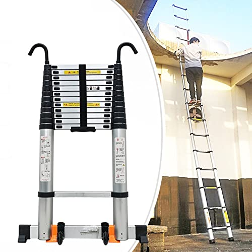 teleskopische leiter ， Klappbare 3,8 m 6,2 m 4,5 m 8 m 7 m, Aluminium-Teleskopleiter mit Dachhaken und Füßen(5.1m/16.7ft) von SDGBCXD