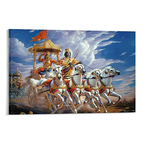 SDGSG Krishna und Arjuna Poster, dekoratives Gemälde, Leinwand, Wandkunst, Wohnzimmer, Poster, Schlafzimmer, 60 x 90 cm von SDGSG