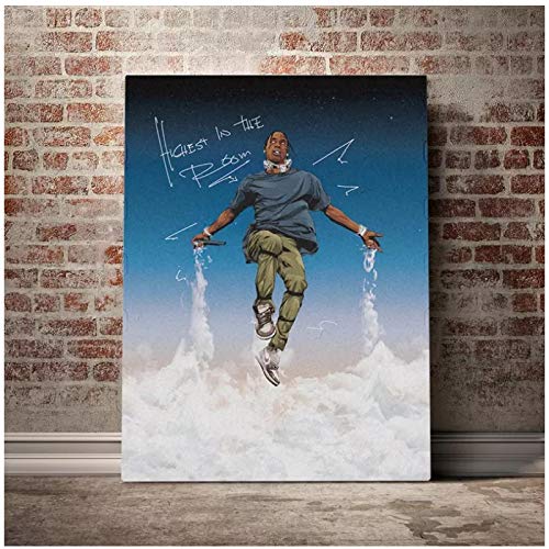 SDGW Travis Scott Poster Leinwand Malerei Poster Wandkunst Dekor Wohnzimmer Studie Home Dekoration Drucke Malerei-60X80Cm Kein Rahmen von SDGW