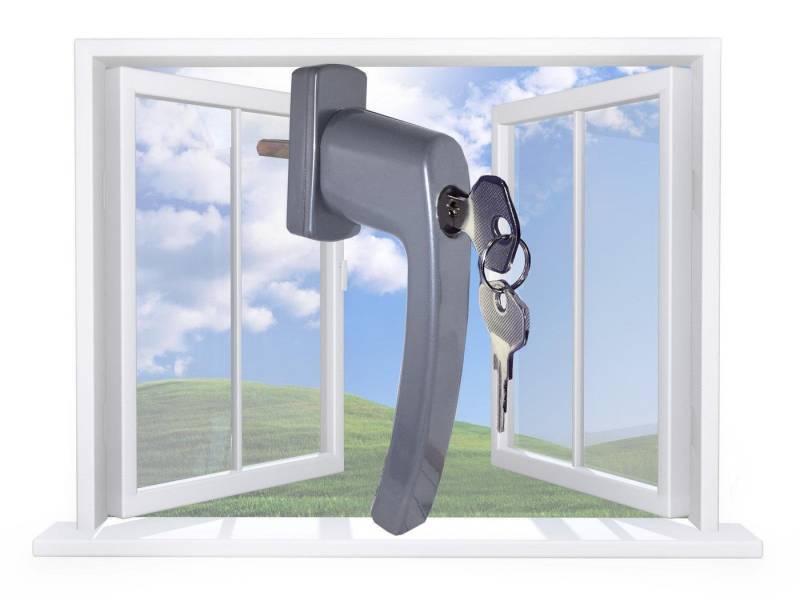 SDH Fenstergriff Fenstergriff abschließbar Kindersicherung Fenster SILBER, abschließbar von SDH