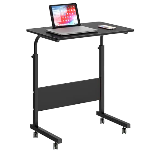 SDHYL Beistelltisch Küchentisch Computertisch für Arbeitszimmer,Rollender höhenverstellbarer Tisch für Sessellagerbett mit Nut für Mobiltelefon/Tablet(Schwarz, 60x40cm) von SDHYL
