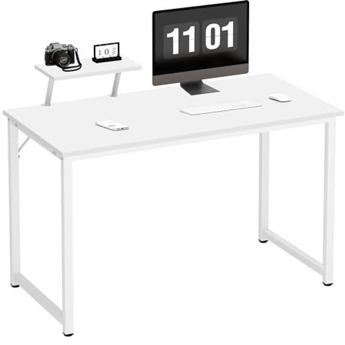 SDHYL Computertisch, moderner Schreibtisch mit Ablageflächen, einfacher Studenten-Schreibtisch, Heimbürotisch, Computer-Arbeitsplatz für kleinen Raum, 100cm, Weiß von SDHYL