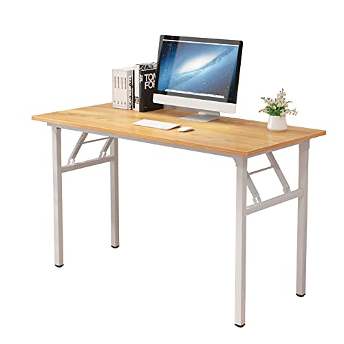 SDHYL Klapptisch, Computertisch, Schreibtisch, Bürotisch, Home-Office-Tisch, Faltbarer Schreibtisch für Home-Office, kleine Räume (Teak/Weiß, 120 * 60CM) von SDHYL