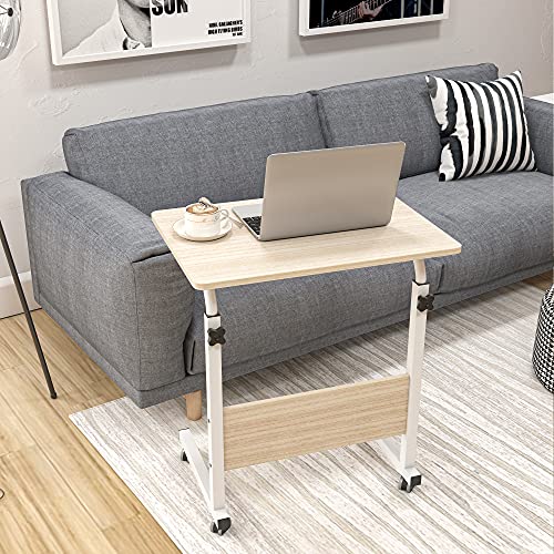 SDHYL Verstellbare Roulettetafel,Rollender Tisch für Bett oder Sofa,Bewegliche Beistelltisch,Kleines Bürotisch mit verriegelbaren Rädern für Laptop,60x40,Ahorn von SDHYL
