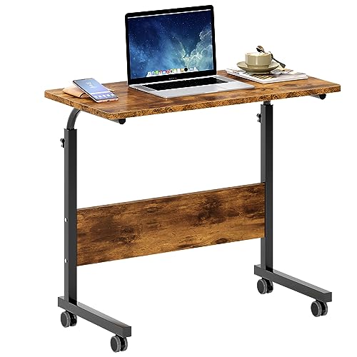 SDHYL Verstellbare Roulettetafel,Rollender Tisch für Bett oder Sofa,Bewegliche Beistelltisch,Kleines Bürotisch mit verriegelbaren Rädern für Laptop,80x40,Rustikal Braun von SDHYL