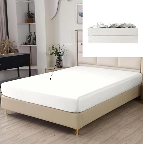SDIII 2er-Pack weißes Spannbetttuch, Doppelbett, Bett in Einer Tasche, nur Spannbettlaken, superweiche Mikrofaser, Knitter- und lichtbeständig, kühlende Bettlaken auf Amazon, Twin von SDIII