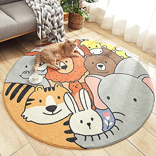 Kinderteppich Rund Waschbare fürs Babyzimmer Kleinkinderzimmer Wohnzimmer Schlafzimmer Bereich Teppich Groß Kinderteppiche Runden Teppiche Flauschige Matte Kinder Schutzmatten Kindermatte 100 CM von SDINAZ