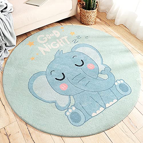 Kinderteppich Rund Waschbare fürs Babyzimmer Kleinkinderzimmer Wohnzimmer Schlafzimmer Bereich Teppich Groß Kinderteppiche Runden Teppiche Flauschige Matte Kinder Schutzmatten Kindermatte 100 CM von SDINAZ