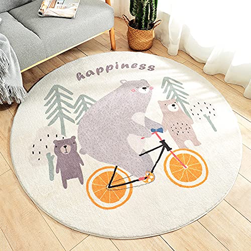 Kinderteppich Rund Waschbare fürs Babyzimmer Kleinkinderzimmer Wohnzimmer Schlafzimmer Bereich Teppich Groß Kinderteppiche Runden Teppiche Flauschige Matte Kinder Schutzmatten Kindermatte 120 CM von SDINAZ