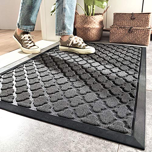 SDINAZ Fußmatte Außenbereich 90 X 60 / Fußmatten Innenbereich Waschbar rutschfest/Fußabtreter Haustür Außen/Fußmatten Innenbereich/Fußmatte Schmutzfänger 60 X 90 Grau von SDINAZ