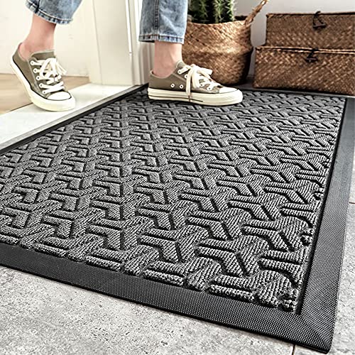 SDINAZ Fußmatte Außenbereich 90 X 60 / Fußmatten Innenbereich Waschbar rutschfest/Fußabtreter Haustür Außen/Fußmatten Innenbereich/Fußmatte Schmutzfänger 60 X 90 Grau von SDINAZ