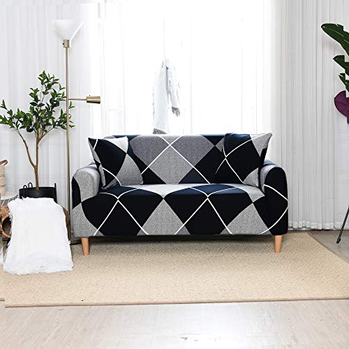 SDINAZ Sofa Überwürfe Sofabezug 2 sitzer met 2 Kissenbezüge Sofaüberwürfe Einstellbar Elastische Stretch Couchbezug Sofahusse Drucken Sofa Abdeckung Sofa Schonbezüge von SDINAZ