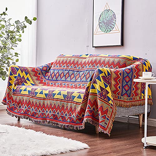 SDINAZ Sofadecke Dekorative Decke Kuscheldecke Bettwurf DeckeBettdecke Stuhldecke Sofa Bezug Sofaüberwürfe Waschbar Überwürfe Reisedecke mit Quaste Geometrie Muster 130 cm x 180 cm von SDINAZ