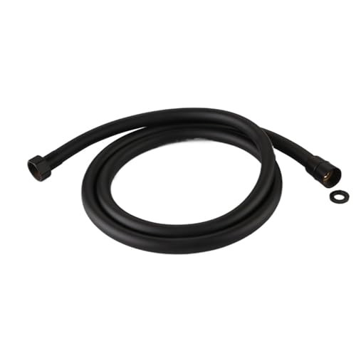 Duschschlauch 1,5 Meter PVC-Schlauch 1/2" Gewinde Duschanschluss Flexibler Handbrausekopf-Sprührohranschluss Silbergrau Schwarz(Black) von SDIUAKBV