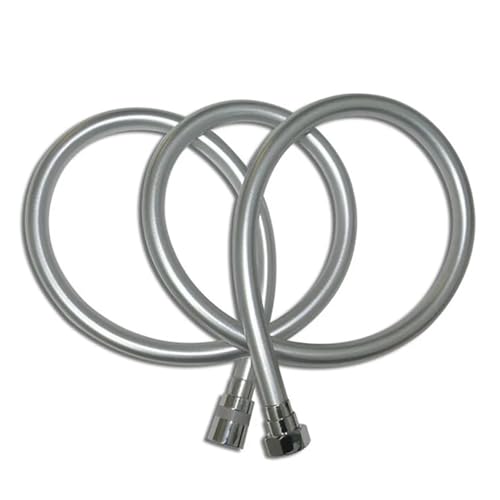 Duschschlauch 1,5 Meter PVC-Schlauch 1/2" Gewinde Duschanschluss Flexibler Handbrausekopf-Sprührohranschluss Silbergrau Schwarz(Silver Gray) von SDIUAKBV