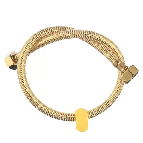 Duschschlauch Goldener geflochtener Nylonschlauch, Toilettenwasser-Zulaufrohr, G1/2 x 1/2 Zoll, goldenes Toiletten-Wasserzulaufrohr, Closestool-Verbindungsrohr(60cm) von SDIUAKBV