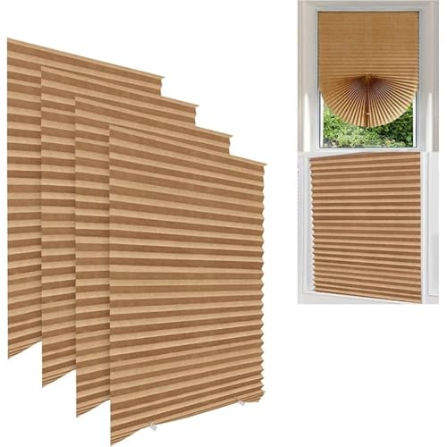 SDIUAKBV Selbstklebenden Jalousien Weißes Rollo for Fenster, temporärer Fensterrollo, lichtfilternder Plissee-Stoffrollo, Selbstklebende Rollos zur Raumverdunkelung(Yellow) von SDIUAKBV