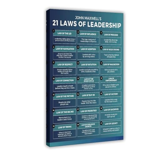 SDKAHKZO Kunstdruck auf Leinwand, Motiv "21 Laws of Leadership", Wanddekoration, Poster, Zuhause, Bar, Restaurant, Garage, Café, Geschenk, 40 x 60 cm von SDKAHKZO