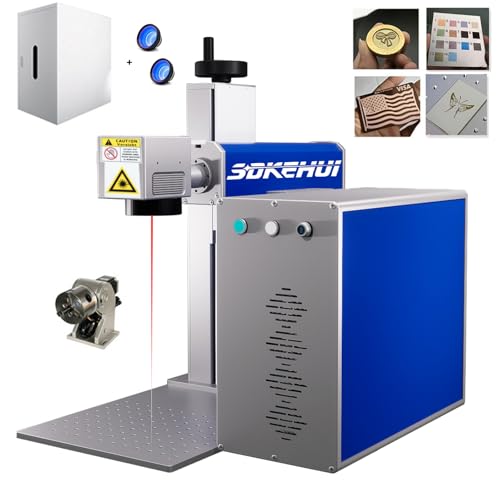 30W JPT MOPA Fiber Laser Marking Machine Lasergravur Maschine Gravur Laser Graviermaschine Cutter Engraver Beschriftungslaser 110*110mm&200*200 mm F-Theta Scan Lens mit D80 Rotary Compatible LightBurn von SDKEHUI