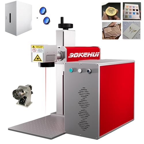 60W JPT MOPA Fiber Laser Marking Machine Lasergravur Maschine Gravur Laser Graviermaschine Cutter Engraver Beschriftungslaser 70*70mm & 200*200 mm F-Theta Scan Lens mit D80 Rotary Compatible LightBurn von SDKEHUI