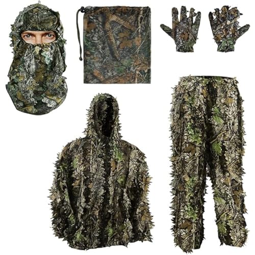 SDKFJ Ghillie-Anzug - Ghillie Suit Leichte Jagd-Tarnkleidung, 3D-Wald-Ghillie-Anzug für Jagd, Outdoor-Wild, Tierfotografie(Size:M-L) von SDKFJ