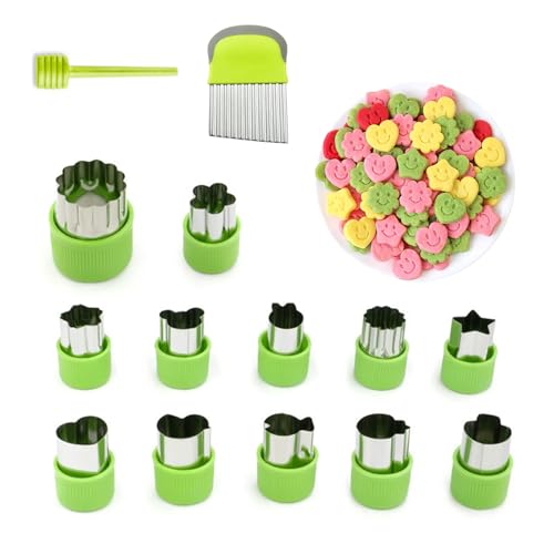 SDKZBFC Gemüseschneider Set, 12 Stück Tierform Gemüseschneider Set aus rostfreiem Stahl mit Wellenschneider Perfekt für Kinderbacken, Bento Box & gesunde Snacks von SDKZBFC