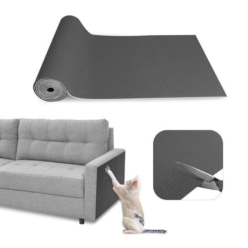 SDLDEER Kratzmatte Selbstklebend, 40cm x 400cm Kratzschutz Sofa Katze Selbstklebend, DIY Trimmbarer Kratzbretter Kratzwand für Schützt Möbel (Dunkelgrau) von SDLDEER