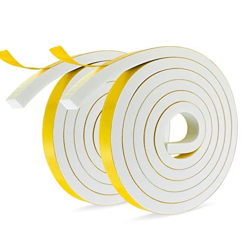 Moosgummi Selbstklebend Weiß Dichtungsband Selbstklebend 12 mm(B) x10 mm(D) Schaumstoff Klebeband für Fenster Türen Siegel Anti-Kollision Schalldämmung 2 Rollen je 2 m lang von SDLDEER