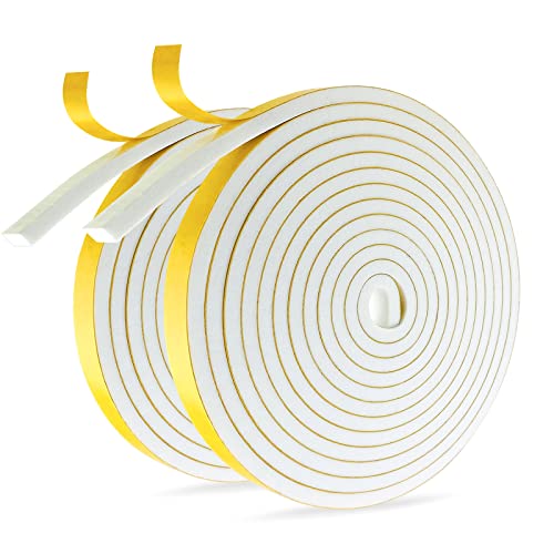 Moosgummi Selbstklebend Weiß Dichtungsband Selbstklebend 12 mm(B) x6 mm(D) Schaumstoff Klebeband für Fenster Türen Siegel Anti-Kollision Schalldämmung 2 Rollen je 4 m lang von SDLDEER
