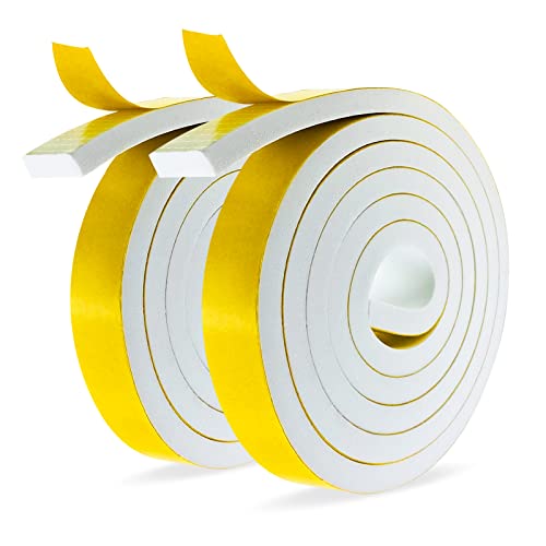 Moosgummi Selbstklebend Weiß Dichtungsband Selbstklebend 20mm(B) x10mm(D) Schaumstoff Klebeband für Fenster Türen Siegel Anti-Kollision Schalldämmung 2 Rollen je 2m lang von SDLDEER