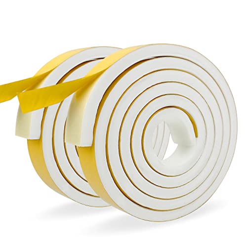 Moosgummi Selbstklebend Weiß Dichtungsband Selbstklebend 25 mm(B) x10 mm(D) Schaumstoff Klebeband für Fenster Türen Siegel Anti-Kollision Schalldämmung 2 Rollen je 2 m lang von SDLDEER